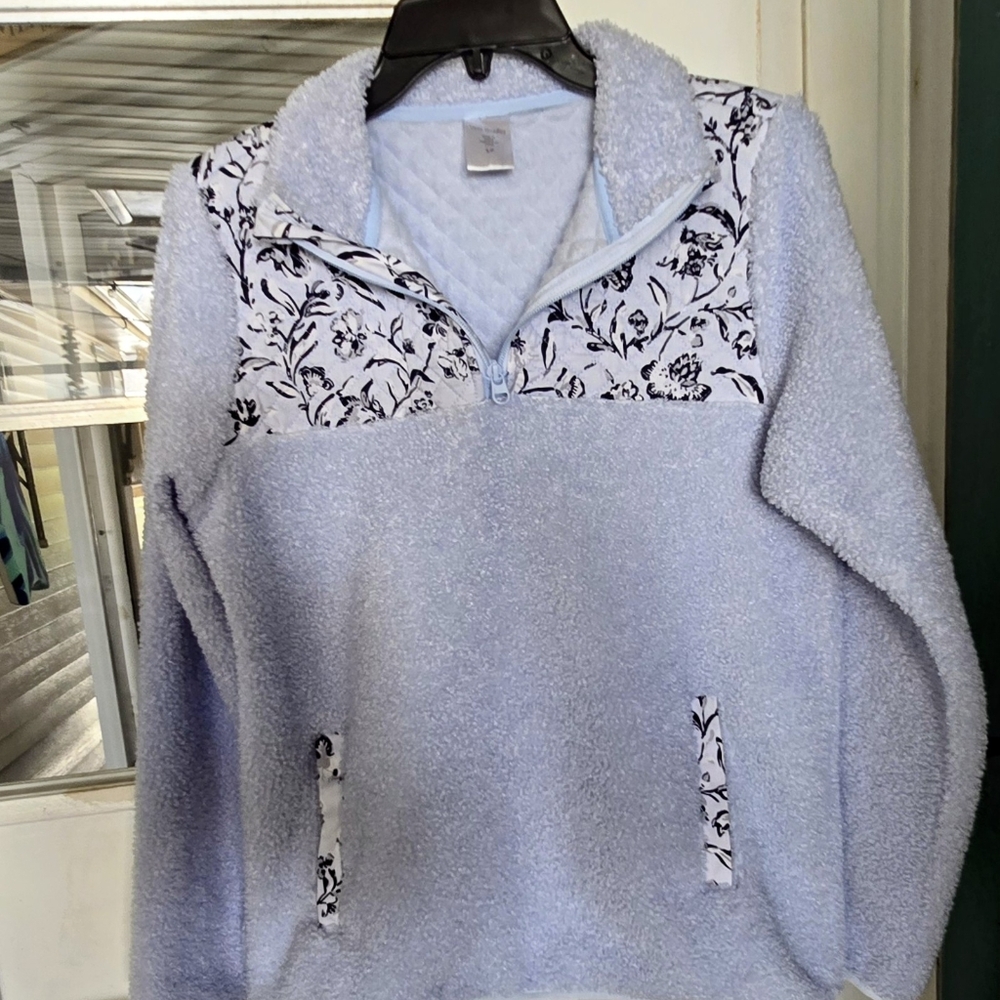 Vera Bradley Light Blue Floral Cowl Sweater